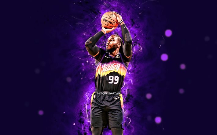 Jae Crowder, 4k, Phoenix Suns, NBA, basket, Corey Jae Crowder, violett neonljus, Jae Crowder Phoenix Suns, Jae Crowder 4K
