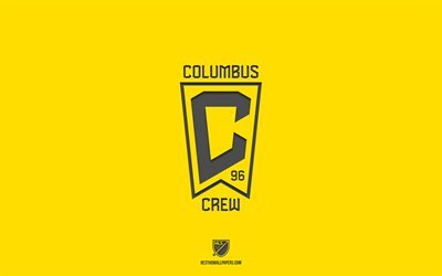 Columbus Crew, yellow background, American soccer team, Columbus Crew emblem, MLS, Ohio, USA, soccer, Columbus Crew logo