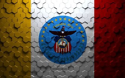 Flag of Columbus, honeycomb art, Columbus hexagons flag, Columbus, 3d hexagons art, Columbus flag