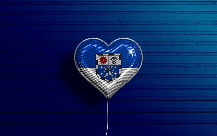 Amo Saarbucken, 4k, palloncini realistici, sfondo di legno blu, citt&#224; tedesche, bandiera di Saarbucken, Germania, palloncino con bandiera, bandiera saarbucken, Saarbucken, giorno di Saarbucken