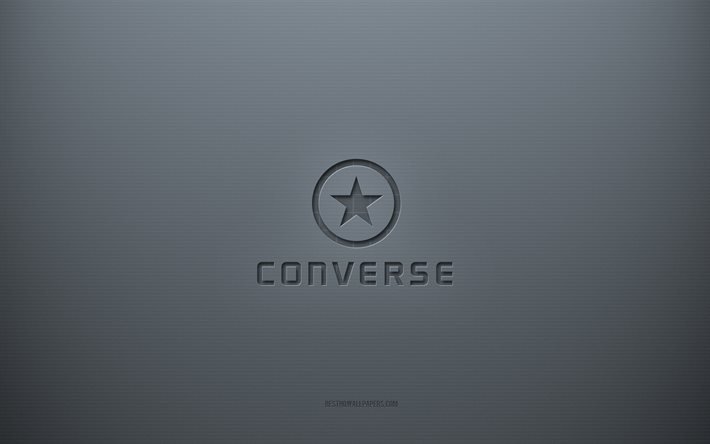 Converse logo, gray creative background, Converse emblem, gray paper texture, Converse, gray background, Converse 3d logo