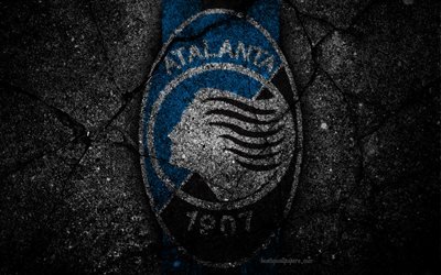 Atalanta, logo, art, Serie A, soccer, football club, asphalt texture