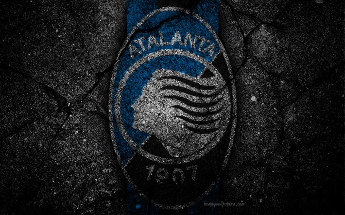 Atalanta, logo, art, Serie, jalkapallo, football club, asfaltti rakenne