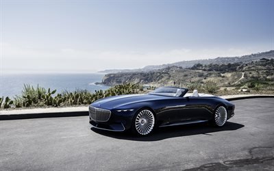 vision mercedes-maybach 6 cabriolet, 2017, luxus-cabriolet, blau cabriolet, maybach, deutsche autos, mercedes