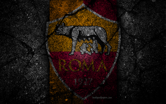 AS Roma, logotyp, konst, Serie A, fotboll, Roma, football club, asfalt konsistens