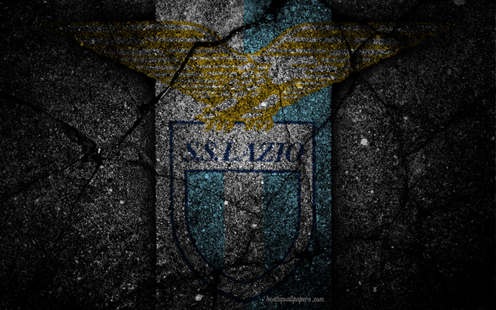 Lazio, logo, art, Serie A, soccer, football club, SS Lazio, asphalt texture