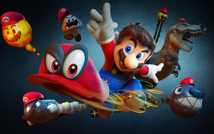 Super Mario Odyssey, 2017, Tv-spel, 4k, affisch