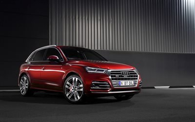 4k, Audi SQ5, 2017 autos, crossovers, rojo SQ5, los coches alemanes, el Audi