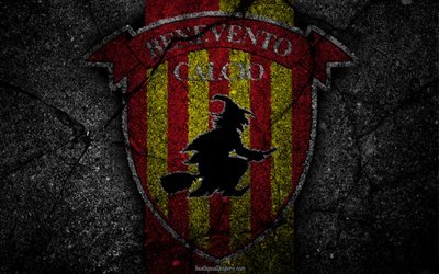 Benevento, logo, art, Serie A, soccer, football club, Benevento Calcio, asphalt texture