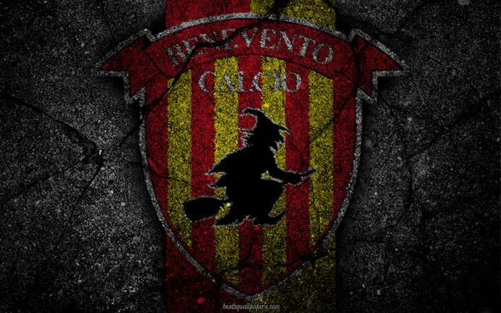 Benevento, logo, art, Serie A, soccer, football club, Benevento Calcio, asphalt texture