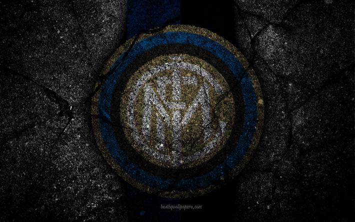 L&#39;Inter Milan, le logo, l&#39;asphalte, la texture, la Serie A, l&#39;Internazionale