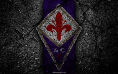 Fiorentina, logo, art, Serie A, soccer, football club, ACF Fiorentina, asphalt texture