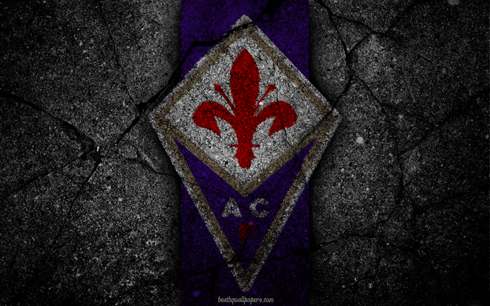 Fiorentina, logotipo, del arte, de la Serie a, f&#250;tbol, club de f&#250;tbol, el ACF Fiorentina, asfalto textura