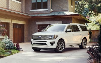 4k, Ford Expedition, 2018 cars, luxury cars, SUVs, american cars, white Expedition, Ford
