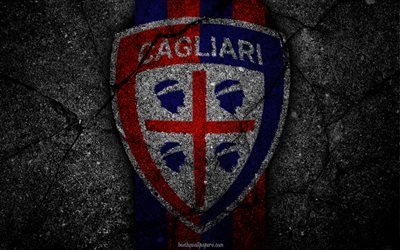 Cagliari, logo, art, Serie A, soccer, football club, Cagliari Calcio, asphalt texture