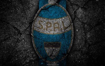 Spal, logo, art, Serie A, soccer, football club, Calcio, asphalt texture