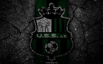 Sassuolo, logo, art, Serie A, soccer, football club, Sassuolo Calcio, asphalt texture