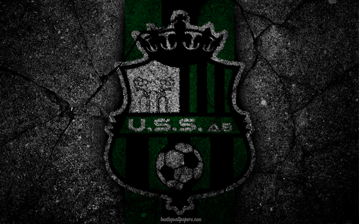 Sassuolo, logo, arte, Serie A, futebol, clube de futebol, Sassuolo De Futebol, a textura do asfalto
