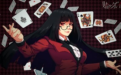 Yumeko Jabami, giocare a carte, Folle eccitazione, manga, Kakegurui
