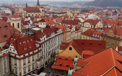 Prag, Tjeckiska Republiken, gamla hus, urban Panorama