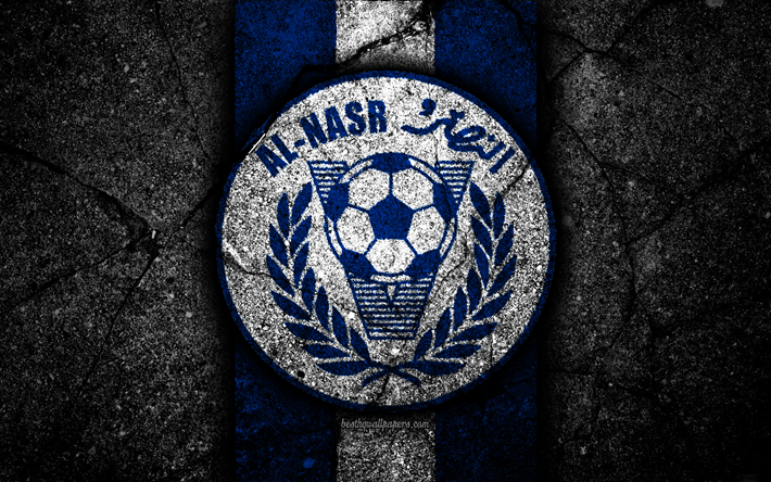 4k, Al Nasr FC, emblema, Liga dos EMIRADOS &#225;rabes, futebol, clube de futebol, EMIRADOS &#225;rabes unidos, logo, Al Nasr, criativo, a textura do asfalto, FC Al Nasr