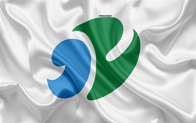 Bandiera di Kitakami, 4k, citt&#224; del giappone, di seta, texture, Kitakami bandiera, Giappone, citt&#224; giapponesi, arte, Asia, Prefettura di Iwate, Kitakami