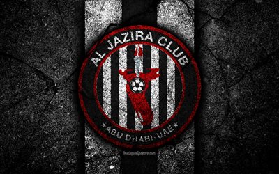 4k, Al Jazira FC, amblem, BAE Ligi, futbol, futbol kul&#252;b&#252;, Birleşik Arap Emirlikleri, logo, Al Jazira, yaratıcı, asfalt doku, FC Al Jazira