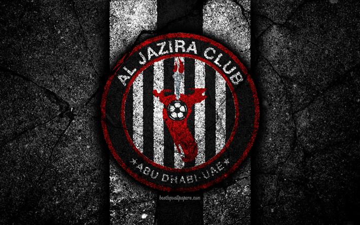4k, Al Jazira FC, emblema, EMIRATI arabi uniti, League, soccer, football club, logo, Al Jazira, creativo, asfalto texture, FC Al Jazira