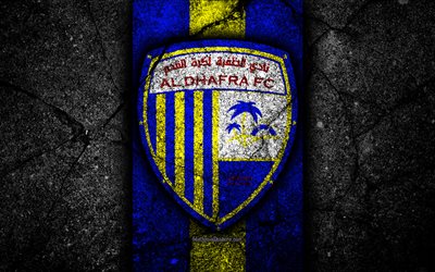 4k, Al Dhafra FC, con el emblema de la Liga de EMIRATOS &#225;rabes unidos, el f&#250;tbol, club de f&#250;tbol, EMIRATOS &#225;rabes unidos, logotipo, Al Dhafra, creativo, asfalto textura, FC Al Dhafra