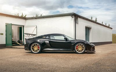 Lotus Exige Cup 430, 2018, side view, 4k, black sports coupe, British sports cars, Lotus