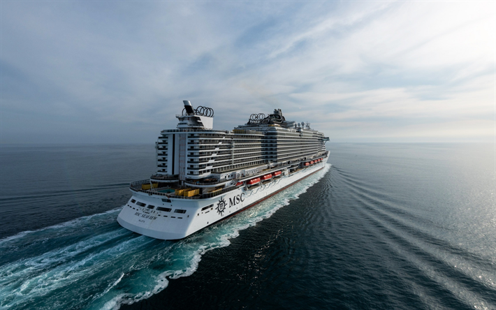 MSC vista para o Mar, cruzeiro de luxo, mar, branco grande navio, navios de cruzeiro
