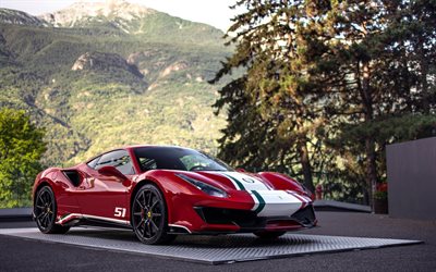 Ferrari 488 Pista, 4k, parking, 2018 cars, tuning, supercars, 488 Pista, italian cars, Ferrari
