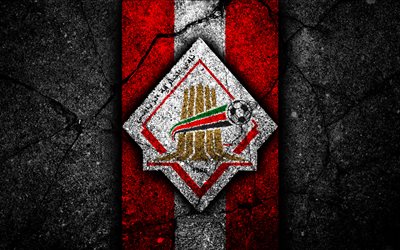 4k, Al Sharjah FC, emblem, UAE League, soccer, football club, UAE, logo, Al Sharjah, creative, asphalt texture, FC Al Sharjah
