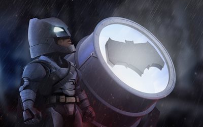 バットマン, 夜, 3Dアート, 雨, 嵐, 創造