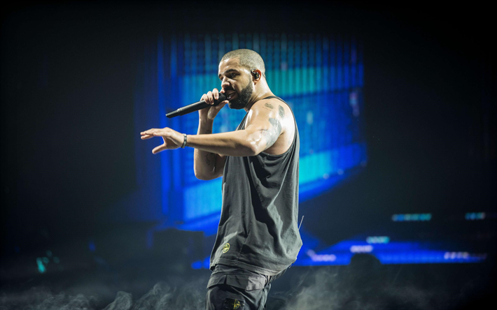 Drake, 2018, concert, le rappeur canadien, 4k, stade, Aubrey Drake Graham, Drake sur sc&#232;ne