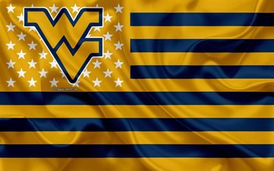 West Virginia Mountaineers, American football team, creative American flag, желто синий flag, NCAA, Morgantown, West Virginia, USA, West Virginia Mountaineers logo