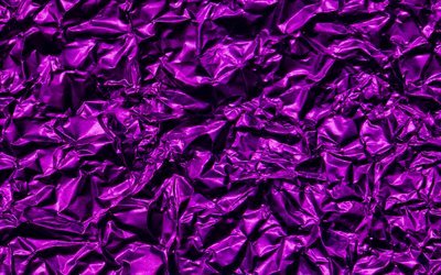 textura de folha roxa, folha roxa amassada, fundo roxo, fundo roxo criativo, textura roxa, textura de papel alum&#237;nio