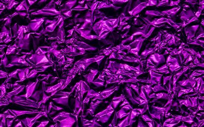 texture de papier d’aluminium pourpre, papier d’aluminium froiss&#233; violet, fond violet, fond violet cr&#233;atif, texture pourpre, texture de papier d’aluminium