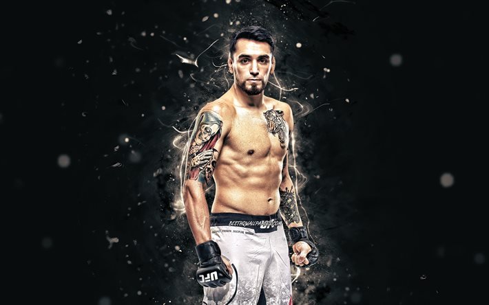 Kevin Aguilar, 4k, white neon lights, american fighters, MMA, UFC, Mixed martial arts, Kevin Aguilar 4K, UFC fighters, MMA fighters