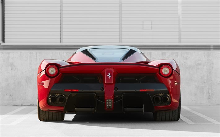 Ferrari LaFerrari Aperta, rear view, exterior, luxury supercar, red sports coupe, Ferrari