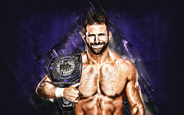 ザック・ライダー, WWE, アメリカのレスラー, ポートレート, 紫の石の背景, マシュー・ブレット・カルドナ