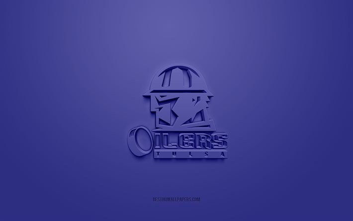 tulsa oilers, kreatives 3d-logo, blauer hintergrund, echl, 3d-emblem, american hockey club, oklahoma, usa, 3d-kunst, hockey, tulsa oilers 3d-logo