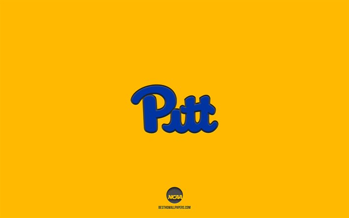 Pittsburgh Panthers, sfondo giallo, squadra di football Americano, emblema dei Pittsburgh Panthers, NCAA, Pittsburgh, USA, football Americano, logo dei Pittsburgh Panthers