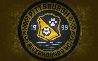 بيتسبرغ ريفرهوندز إس سي, فريق كرة القدم الأمريكي, ـ خلفية صفراء :, شعار Pittsburgh Riverhounds SC, فن الجرونج, USL, كرة القدم, شعار بيتسبرغ ريفرهوندز SC