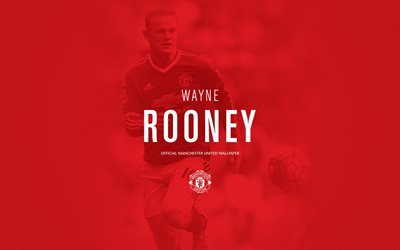 Wayne Rooney, 2016, calciatore, sfondo rosso, stelle del calcio di Manchester United