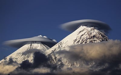 vulkane, klyuchevskaya sopka, kamtschatka, russland