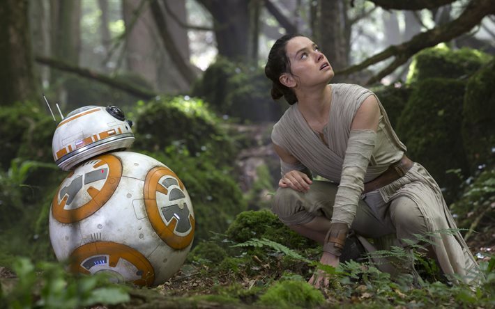 Star Wars The Force Awakens, 2016, Rey, BB-8, actress, Daisy Ridley