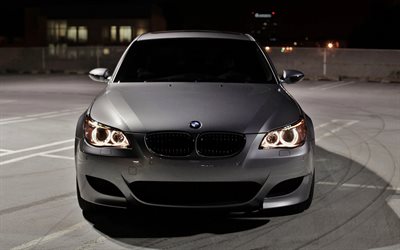 BMW M5, E60, darkness, 4k, tuning, parking, german cars, BMW