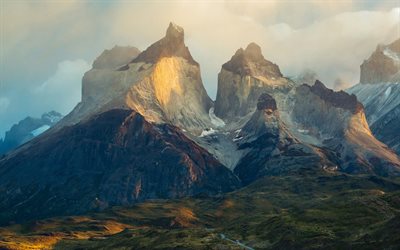 bergslandskapet, stenar, Anderna, berg, Magallanes, Patagonien, Chile