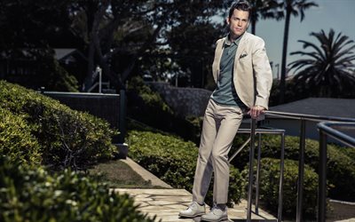 Matt Bomer, American actor, beige male suit, handsome man